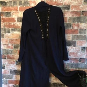 Rib sweater knit cardigan